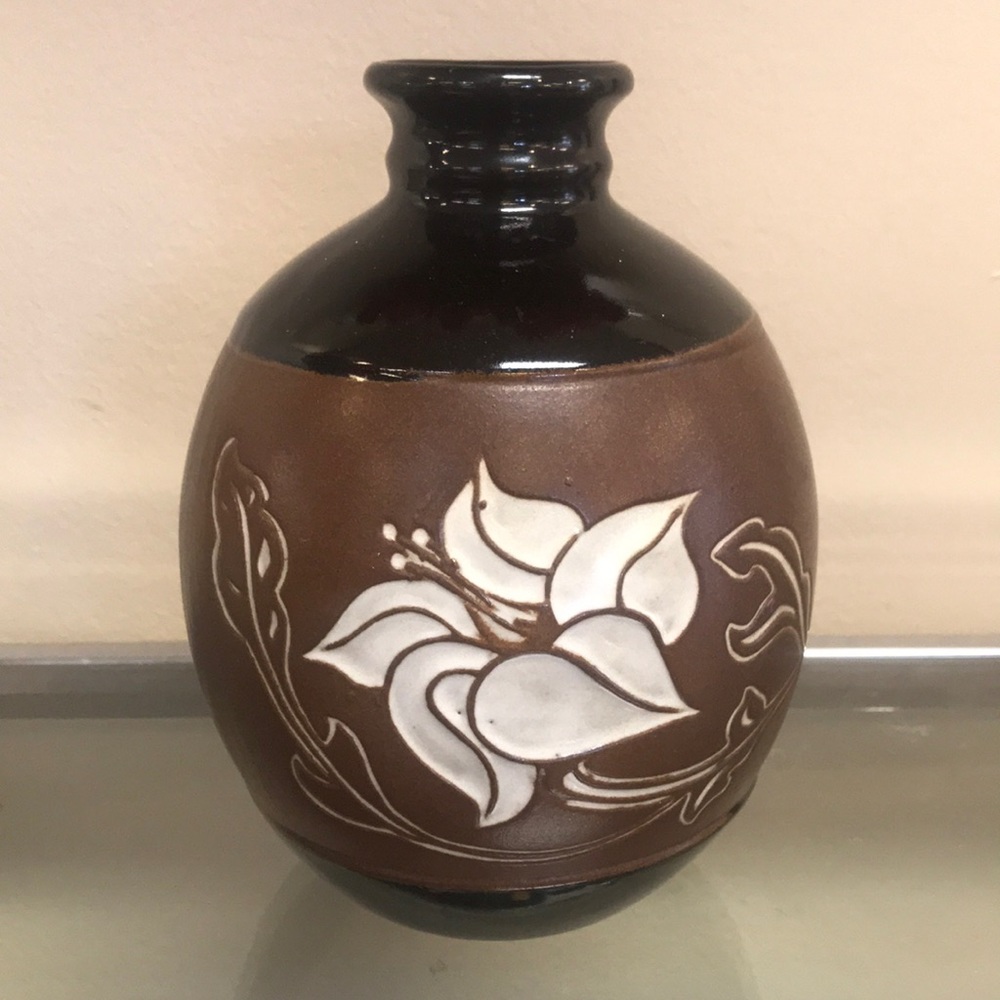 Vintage‎ Pottery Craft Robert Maxwell Stoneware Floral Lily Vase